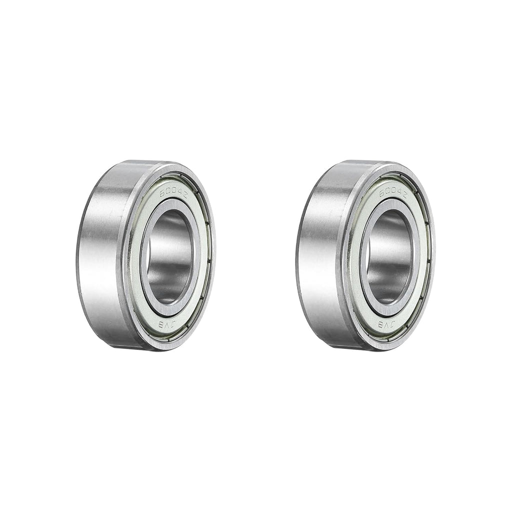 uxcell 6004ZZ Deep Groove Ball Bearing, 2pcs 20 mm x 42 mm x 12 mm(ID x OD x T) Chrome Steel Z2 Double Steel Sealed Bearing, Silver