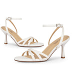 Kitten Heels for women, Strappy Round Open Toe Heeled Sandals