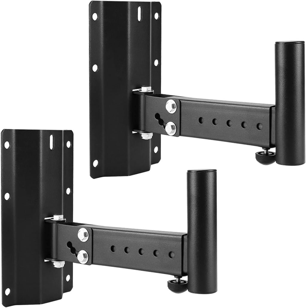 Heavy-Duty Speaker Brackets, 2 Pack DJ & PA Speaker Bracket, Wall Mount Speaker Stand, Adjustable PA Speaker Mount