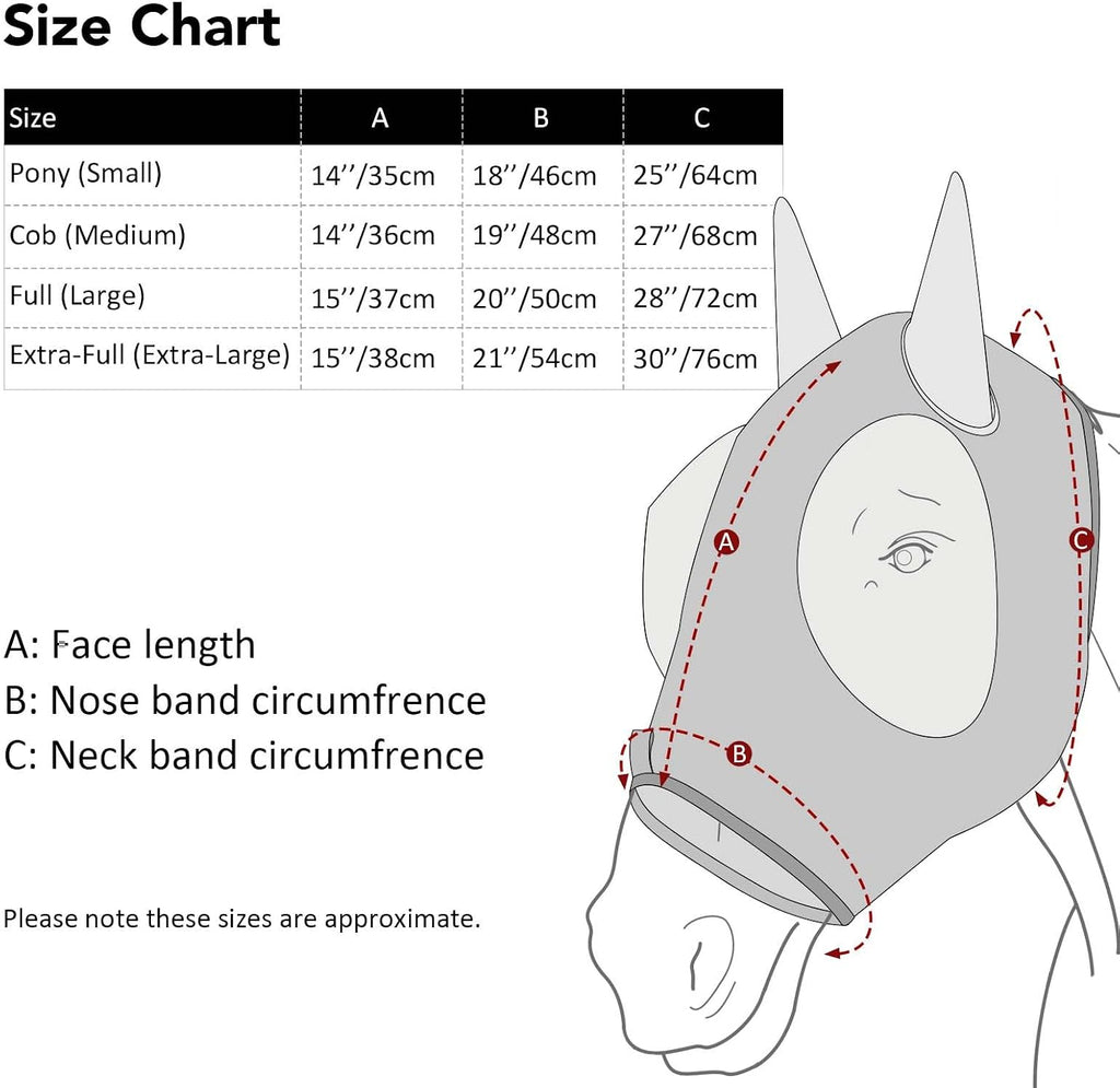 Super Comfort Stretchy Fly Mask Large Eye Space with UV Protection Soft on Skin with Breathability Checker Board Full