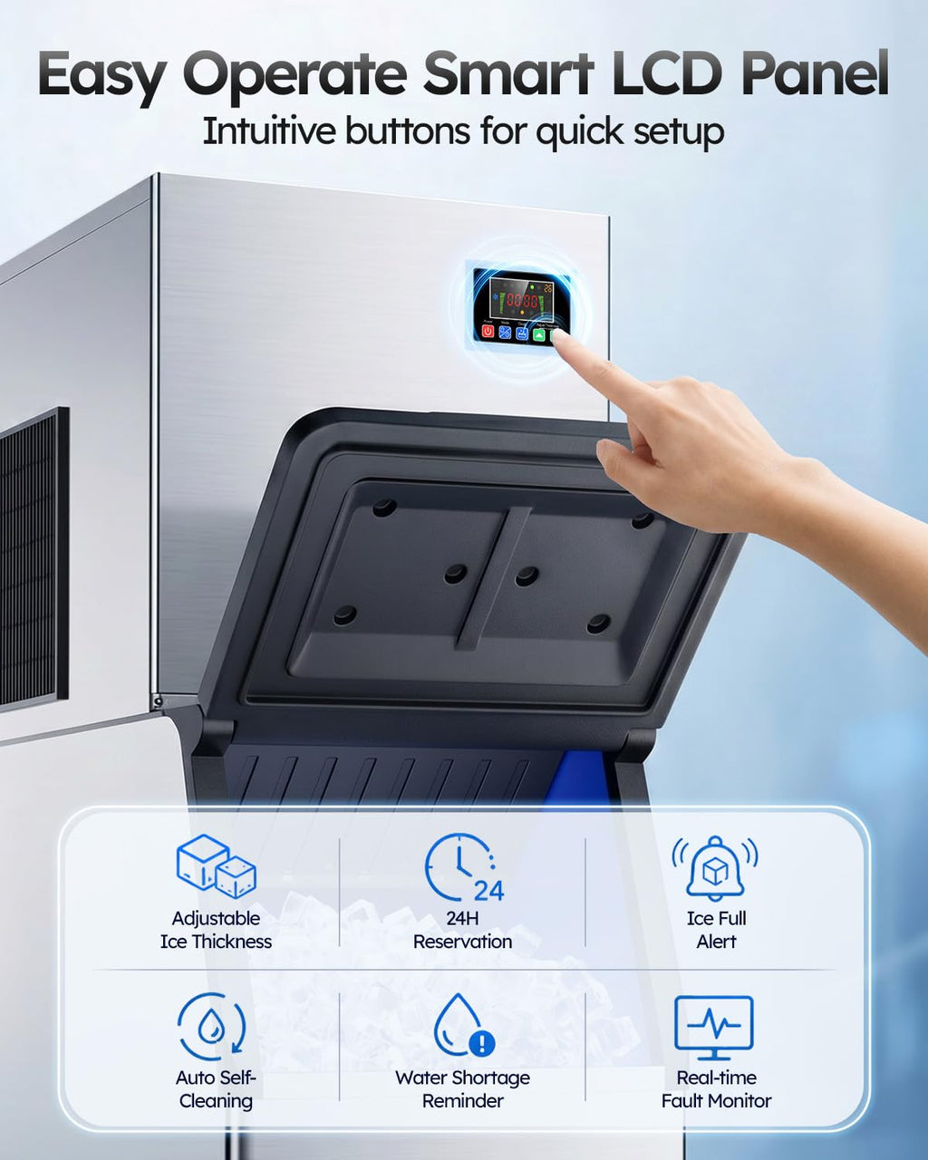 760LBS/24H Commercial Ice Maker Machine, ETL Approval & 560LBS Bin