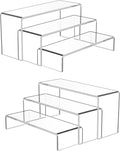 6 Pcs 8'' Clear Cupcake Display Risers, 3 Tiers Rectangular Risers Display Stands 4mm Thick Collectibles Jewelry