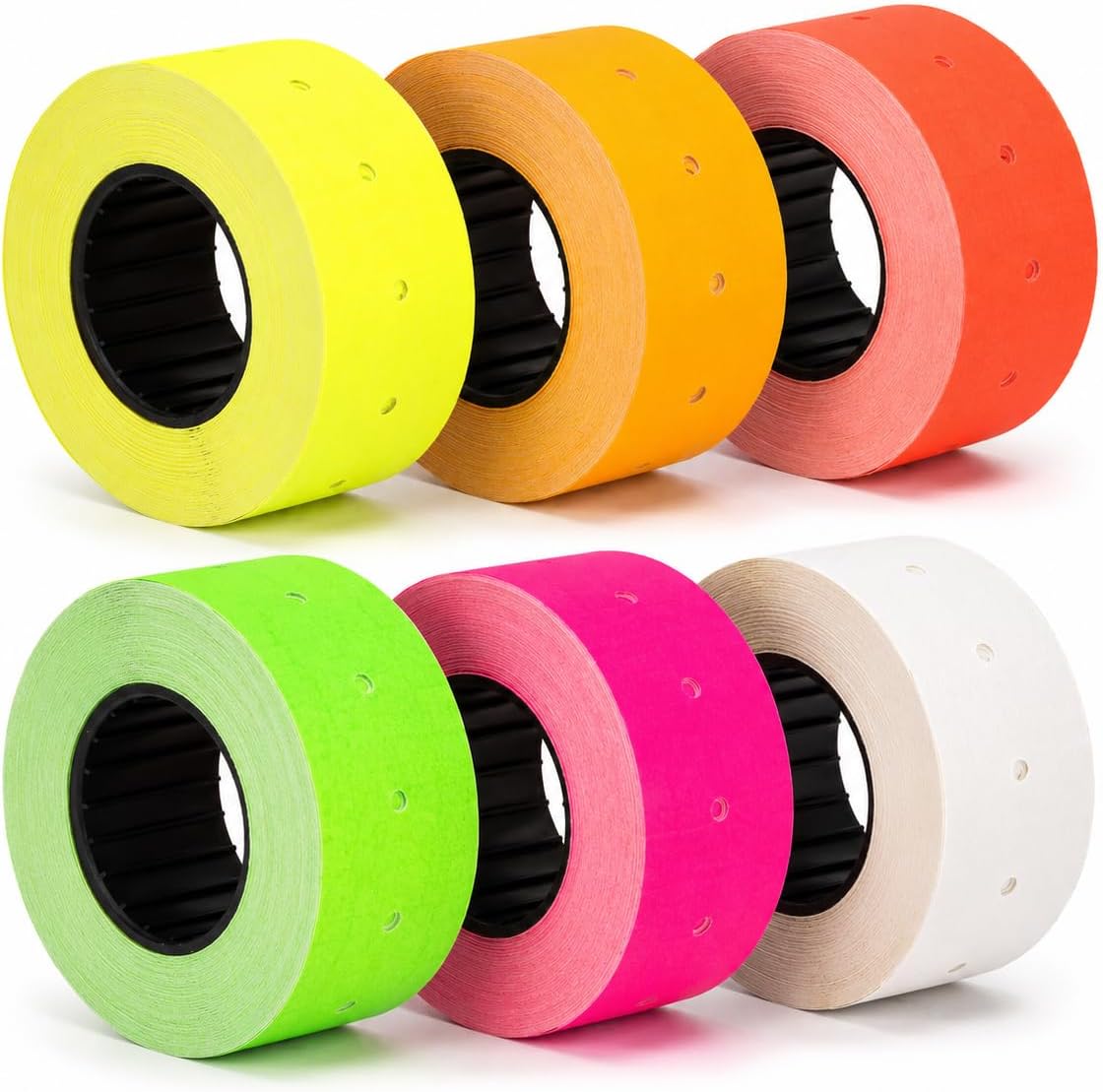 (6 Rolls - 6000 pcs) 0.82" x 0.47" (21 x 12 mm) Multi-Colored Paper Sticker 6 Colors Price Gun Pricemarker Labels