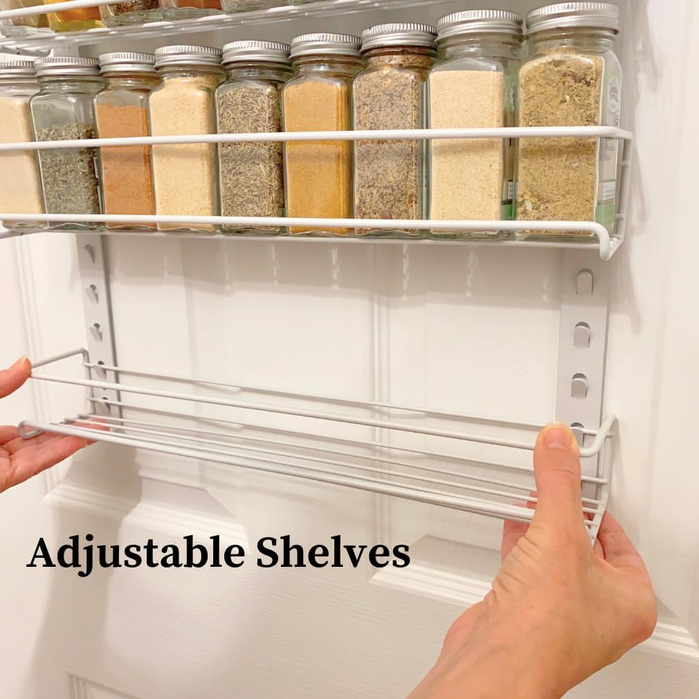 Over the Door Pantry Spice Rack Organizer -6 Tier -Holds up to 54 Spices- Adjustable Metal Baskets for Kitchen