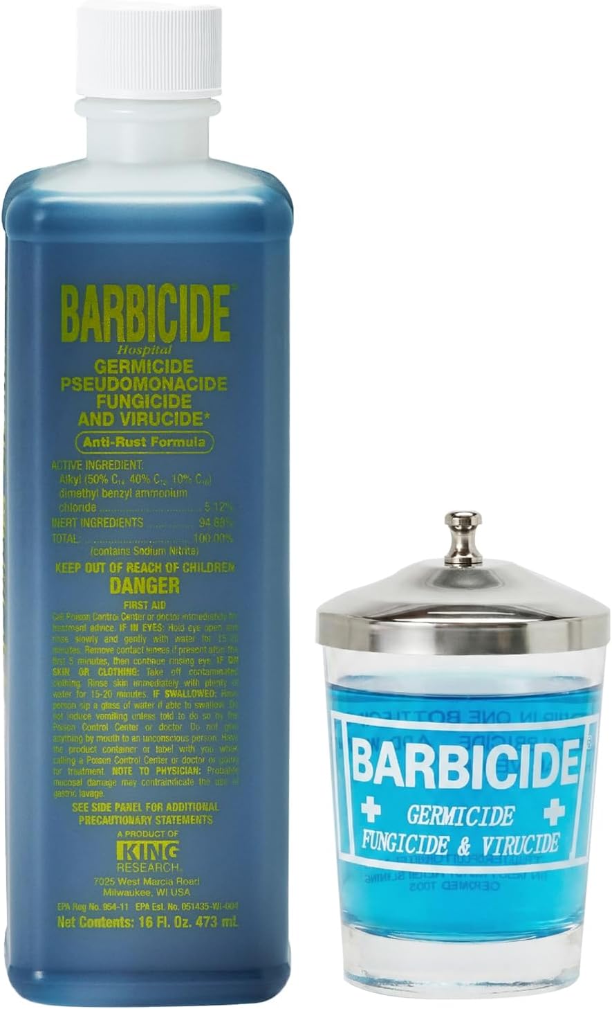Disinfectant Jar and Concentrate Starter Kit (4 Oz Jar + 16 Fl Oz)– Professional Salon, Spa & Barber Tool Sanitizing Kit