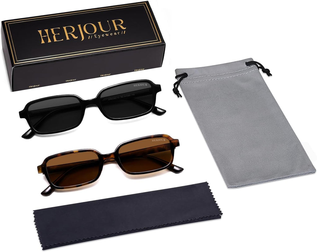 Polarized 90s Y2K Rectangle Sunglasses for Women | Classical Vintage Square Shades AR82383