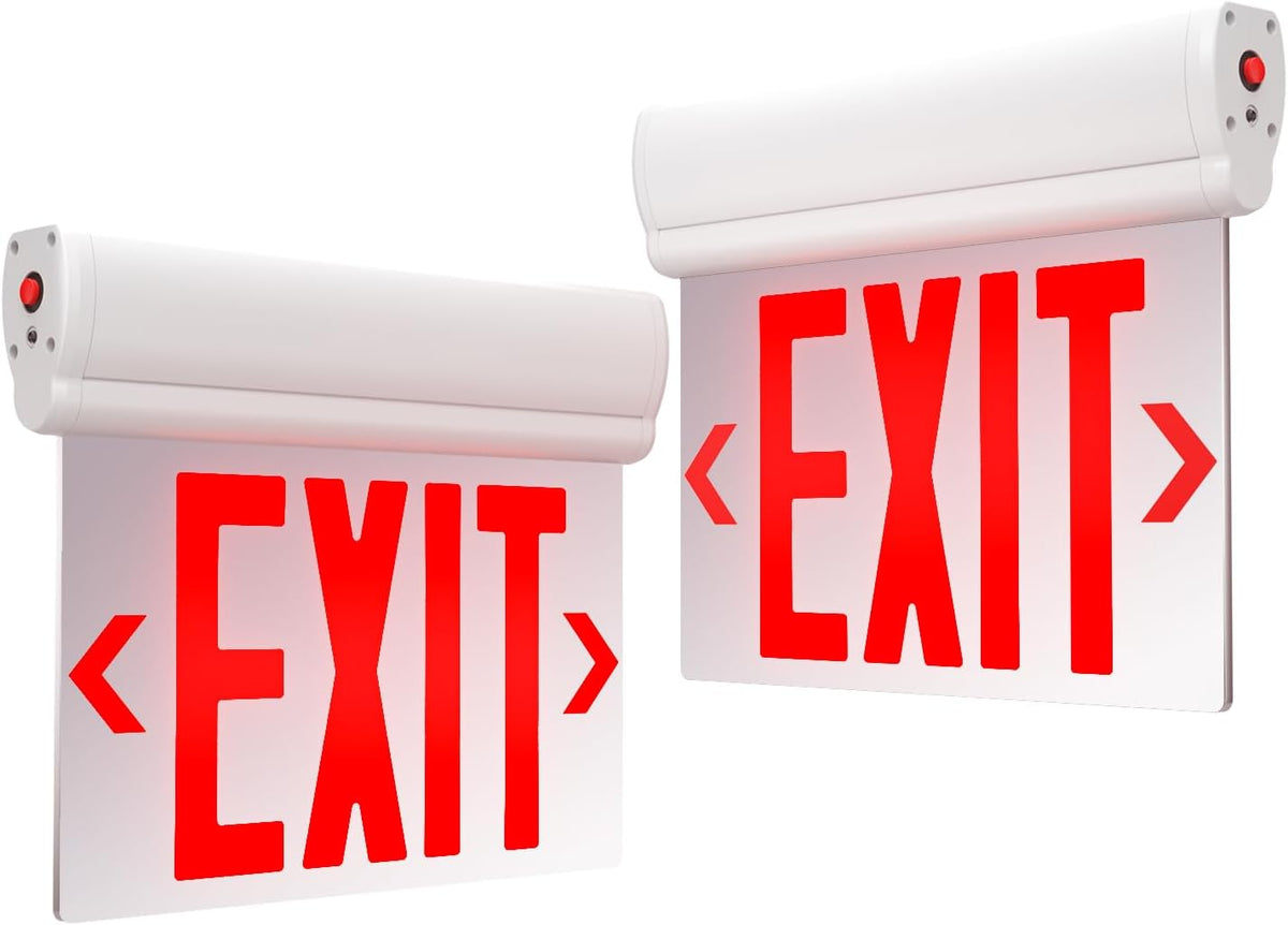 2 Pack Red LED Double-Sided Exit Sign with Battery Backup