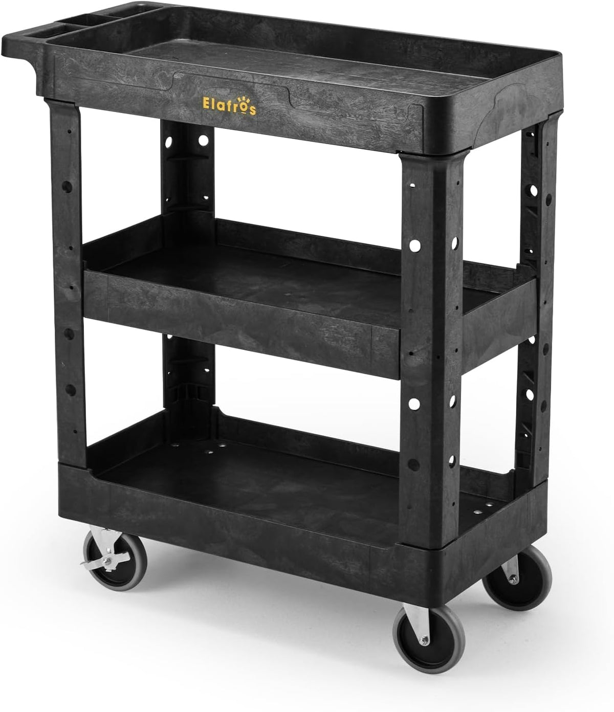 3-Shelf Heavy Duty Plastic Rolling Utility Cart, 34 x 17 x 38.5 in