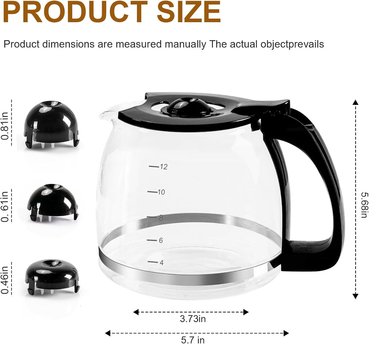 12-Cup Glass Carafe Pot for Mr Coffee, Black & Decker, Hamilton, KitchenAid