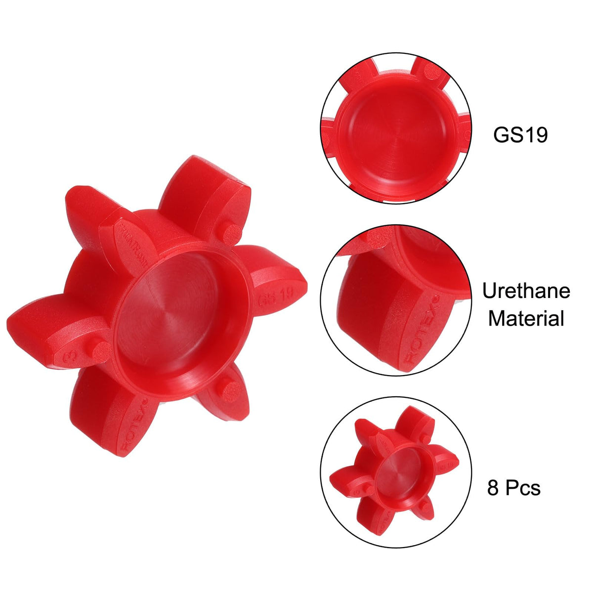 uxcell 8pcs GS19 Coupling Insert, Urethane Flexible Solid Type Jaw Coupling Center Insert for L-Jaw Couplings L-Jaw Couplers Set, Red