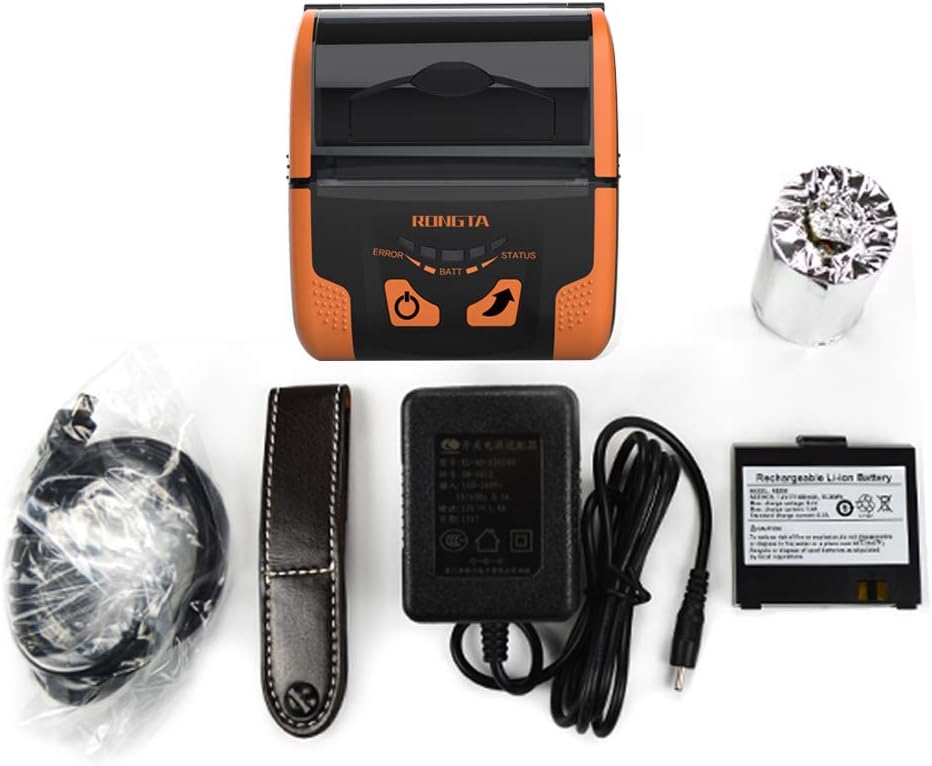 Portable 80mm POS Printer, Mobile Thermal Receipts Printer, USB&Bluetooth Connection, Compatible with Android Phone
