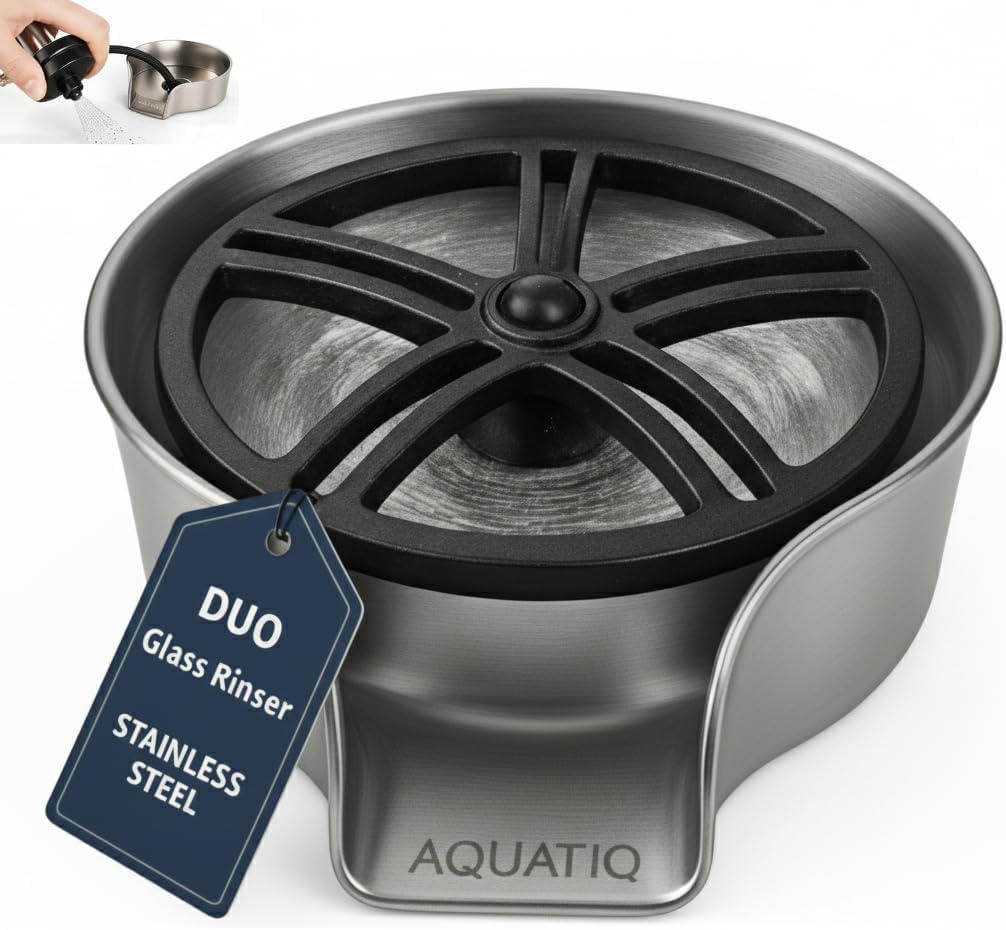 AquaDuo Glass Rinser & Kitchen Sink Sprayer Stainless Steel, Brushed Nickel