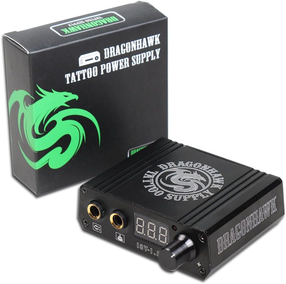 LCD Dual Tattoo Machine Gun Power Supply Foot Pedal Clip Cord P076 (Black)