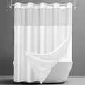 No Hook Shower Curtain with Snap in Liner Set Waffle Shower Curtain for Bathroom Hotel Style Fabric Waterproof Inner