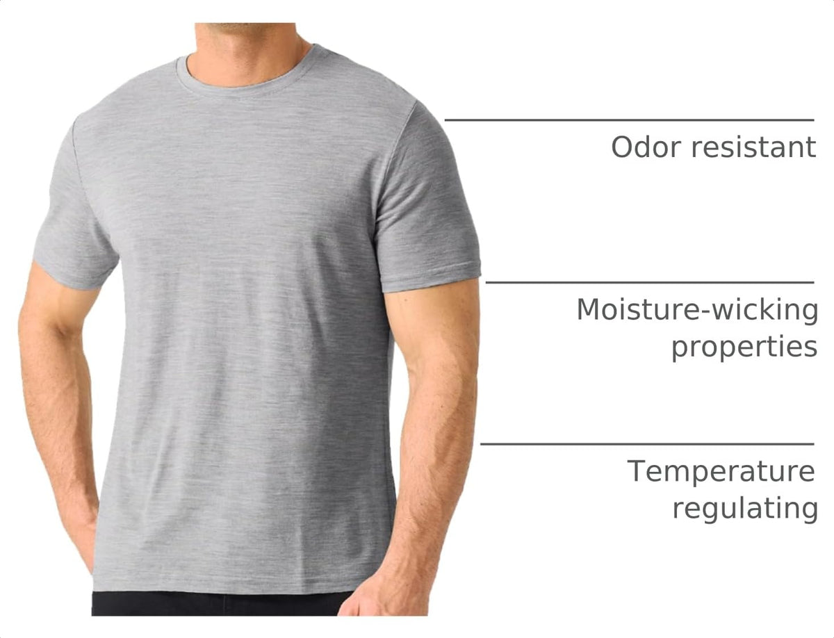 100% Merino Wool T Shirts for Men Undershirt Base Layer