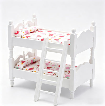 Wooden Dollhouse Furniture of Baby bunk Bed with Ladder for Miniature Dollhouse Accessories - 1/12 Scale