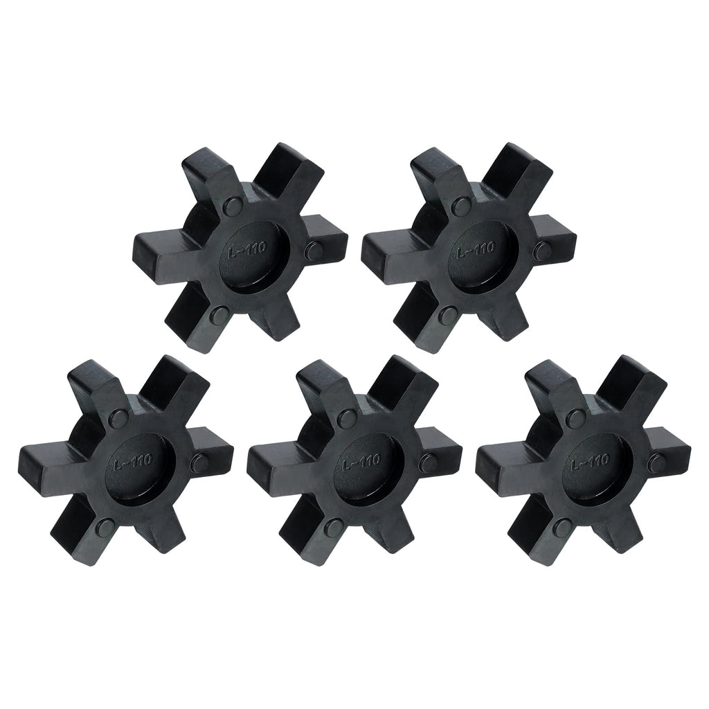 uxcell 5pcs L110 Jaw Coupling Insert, Flexible Solid Type NBR Rubber Jaw Coupling Center Inserts for L Jaw Coupling L-Jaw Coupler Set, Black