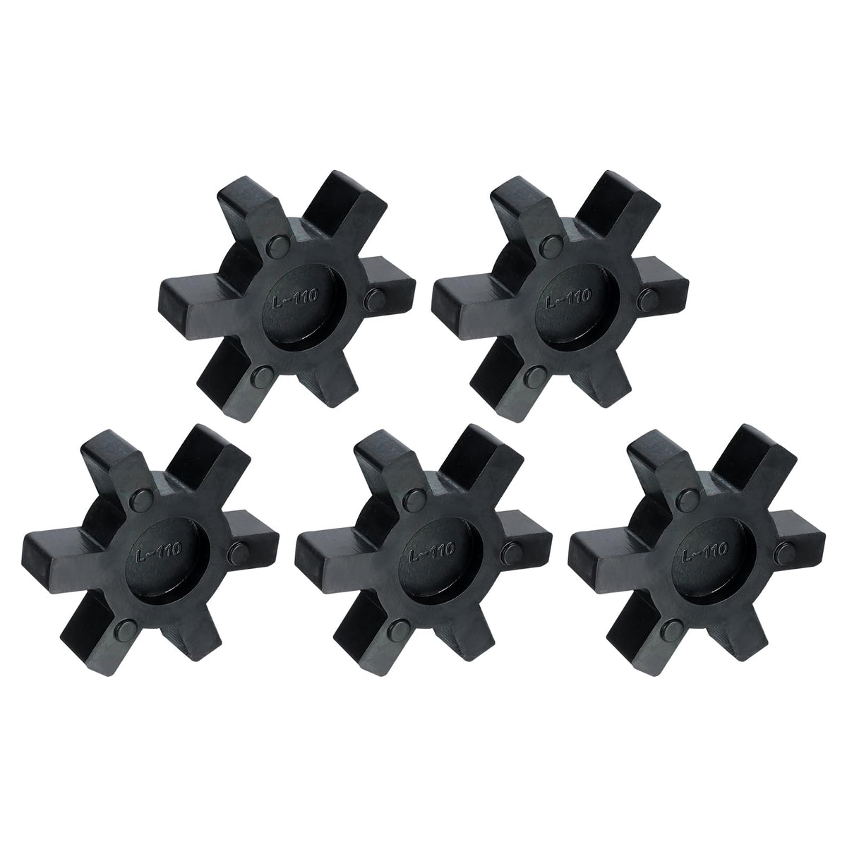 uxcell 5pcs L110 Jaw Coupling Insert, Flexible Solid Type NBR Rubber Jaw Coupling Center Inserts for L Jaw Coupling L-Jaw Coupler Set, Black