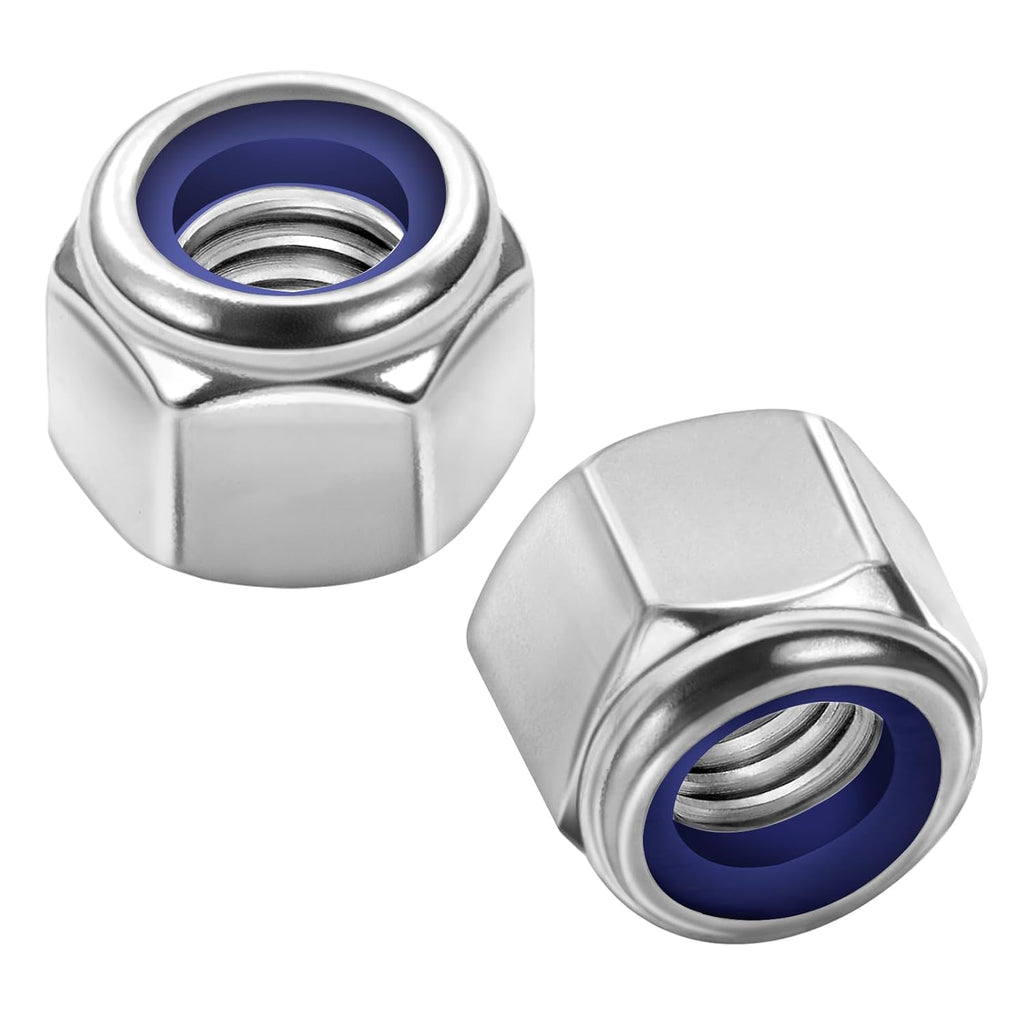 M12 Nylon Insert Hex Lock Nuts Locknuts, Stainless Steel 18-8 (304), Bright Finish, 10 PCS