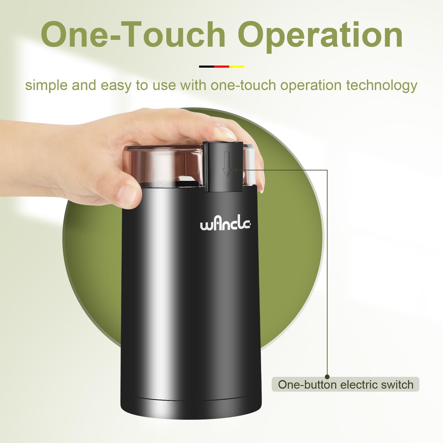Electric Coffee Grinder, Spice Grinder, One Touch Coffee Mill for Beans, Spices and More, with Clean Brush Black
