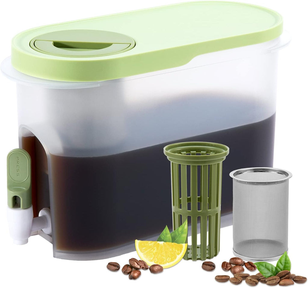 1 Gallon Cold Brew Coffee Maker with Stainless Steel Mesh Filter and Spigot | Ultra Fine Mesh, Iced Coffee Pitcher