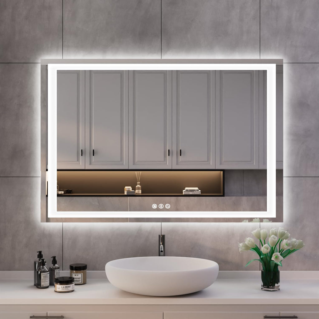 44x28 LED Mirror for Bathroom, Front and Back Lit, Anti-Fog, Dimmable | Memory Function,ETL,3 Color Temps