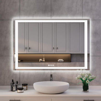 44x28 LED Mirror for Bathroom, Front and Back Lit, Anti-Fog, Dimmable | Memory Function,ETL,3 Color Temps