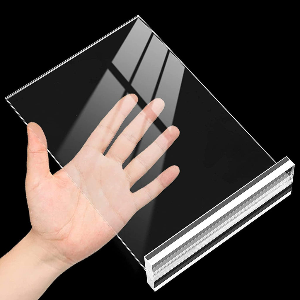 Acrylic Sign Holder 8.5x11 Inches 3 Pack T Shape Desktop Display Stand Vertical Double Sided Clear Table Menu Flyer