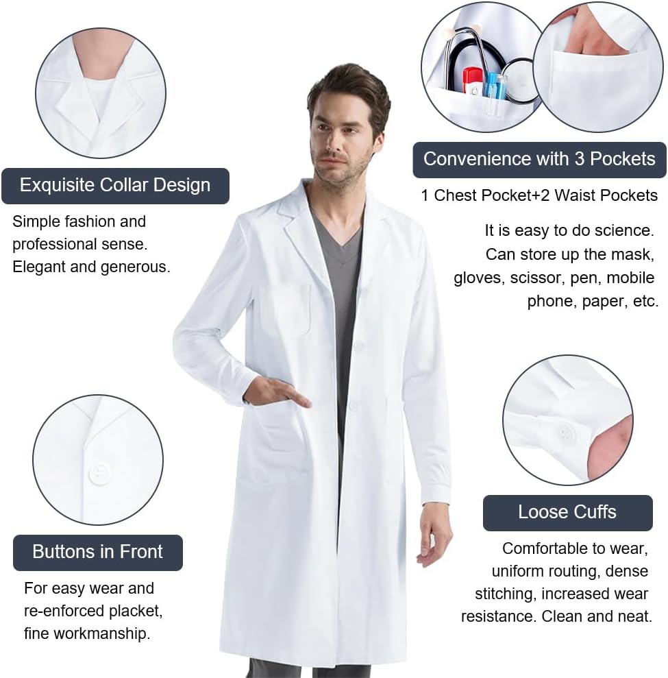 Professional Lab Coat, Medical Coat, Suitable for Medical Students, Laboratories, Masquerade Parties, Unisex