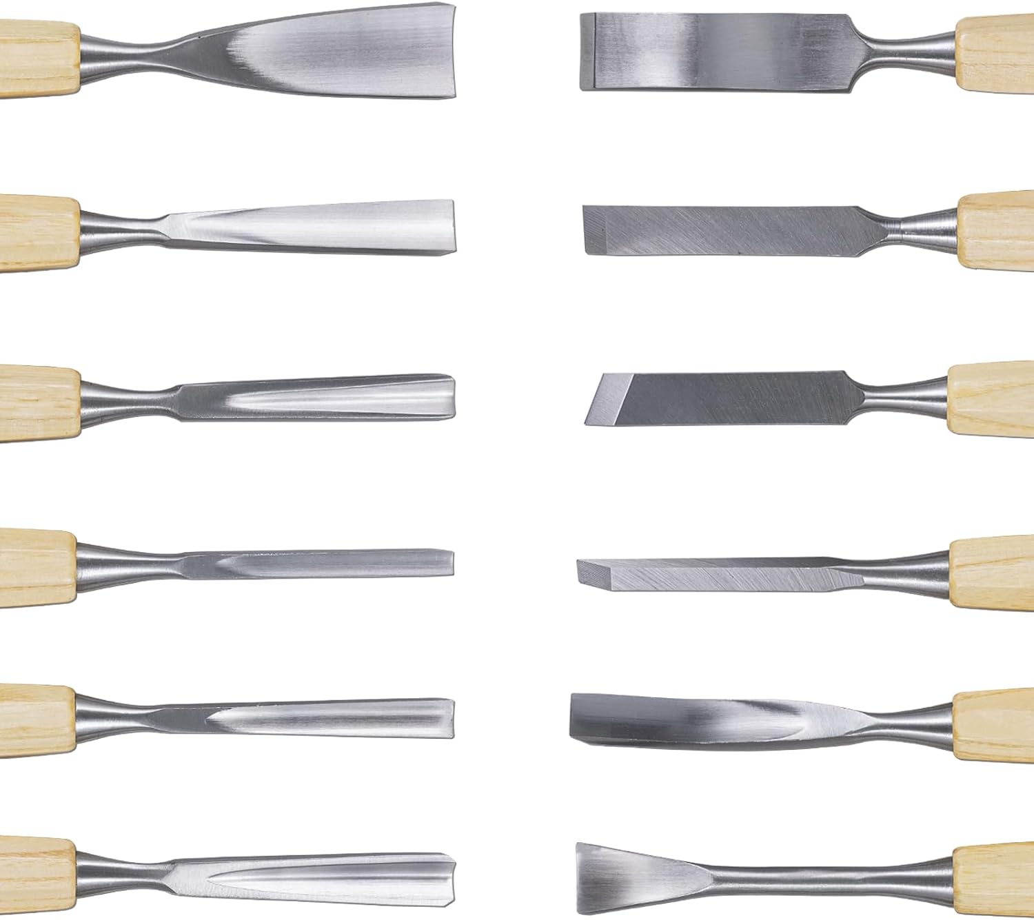 12 Pcs Wooden Carving Chisel Set with a Leather Pouch | Long Handle Woodworking Tools Set, Full Size Knife Gouge Kit