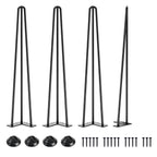 Hairpin Table Legs 28 Inch, 3 Rods, Black, 4PCS