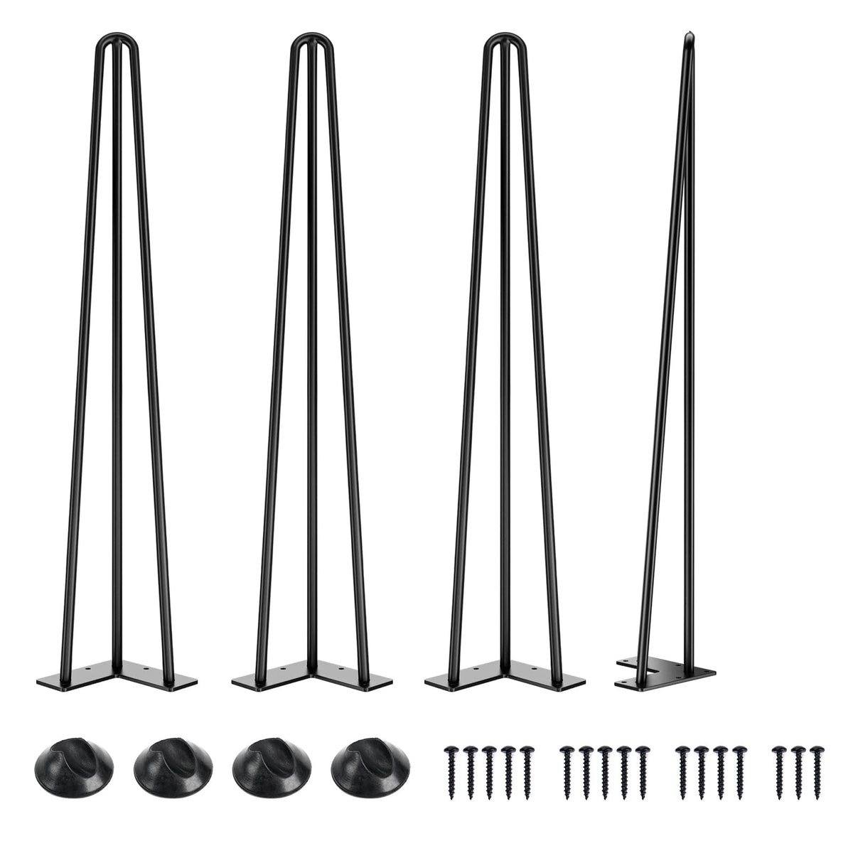 Hairpin Table Legs 28 Inch, 3 Rods, Black, 4PCS