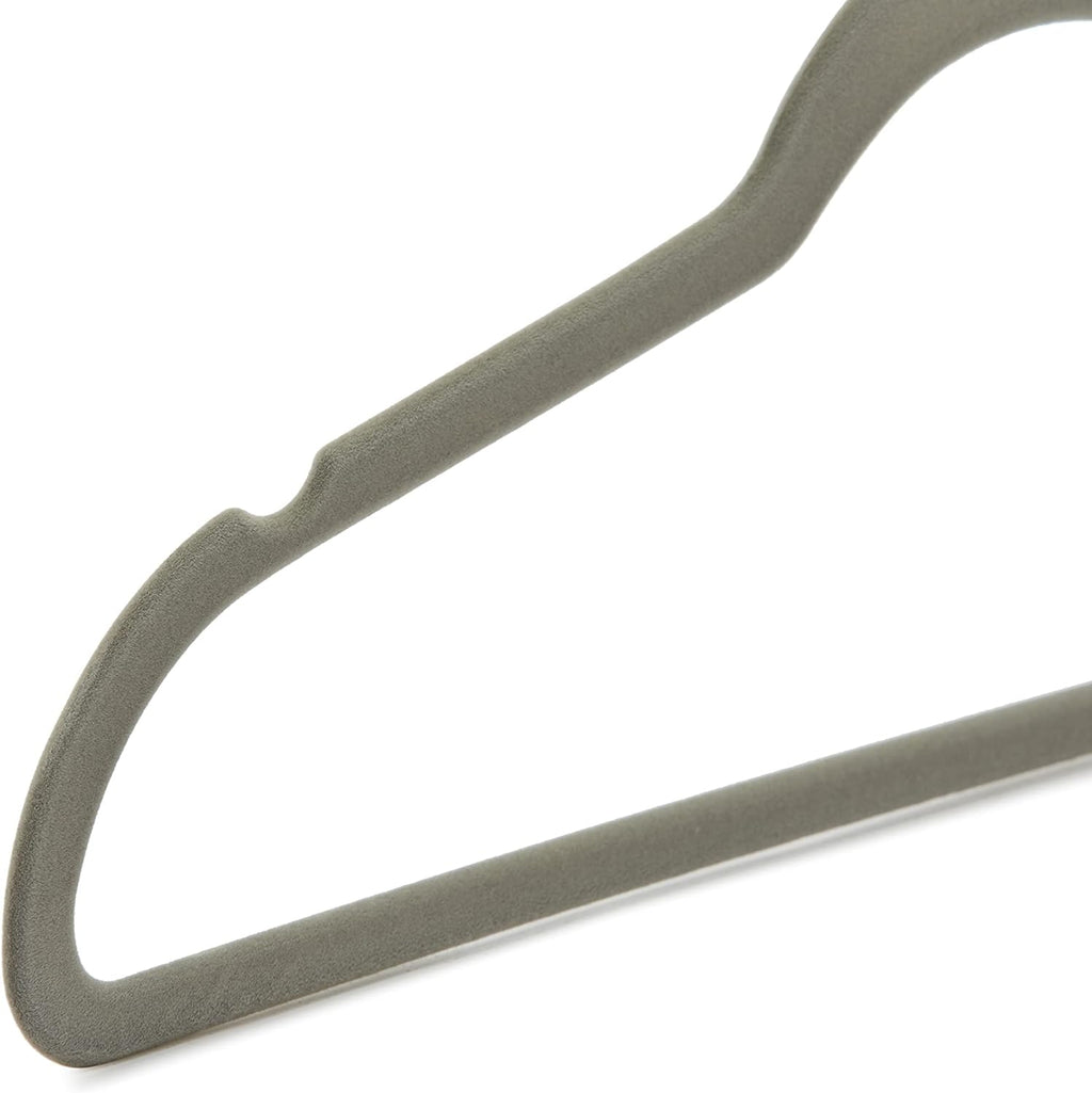 Slim Velvet Non-Slip Space Saving Suit Clothes Hangers, Closet Organizer, Gray/Silver, 50-Pack