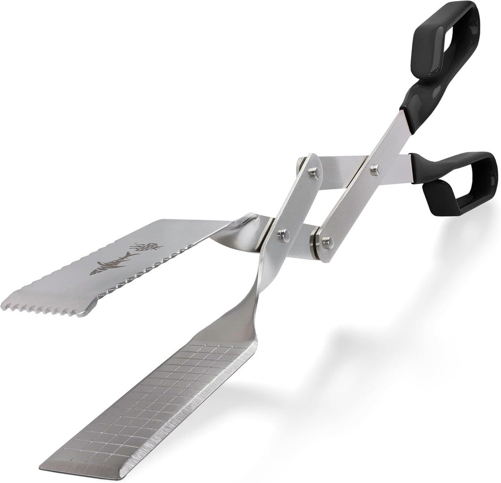 Grill Tongs - 17 inch Black. Professional steak grilling utensil. Long reach Barbeque Grilling Tongs. Ideal for