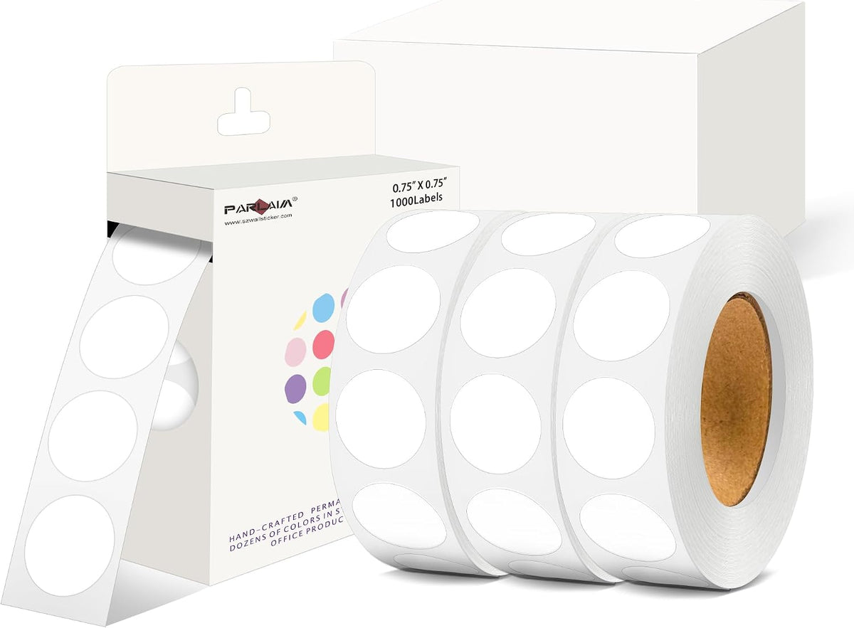 0.75 inch Colored Dot Stickers 4 Rolls 4000pcs White Round Marking Label