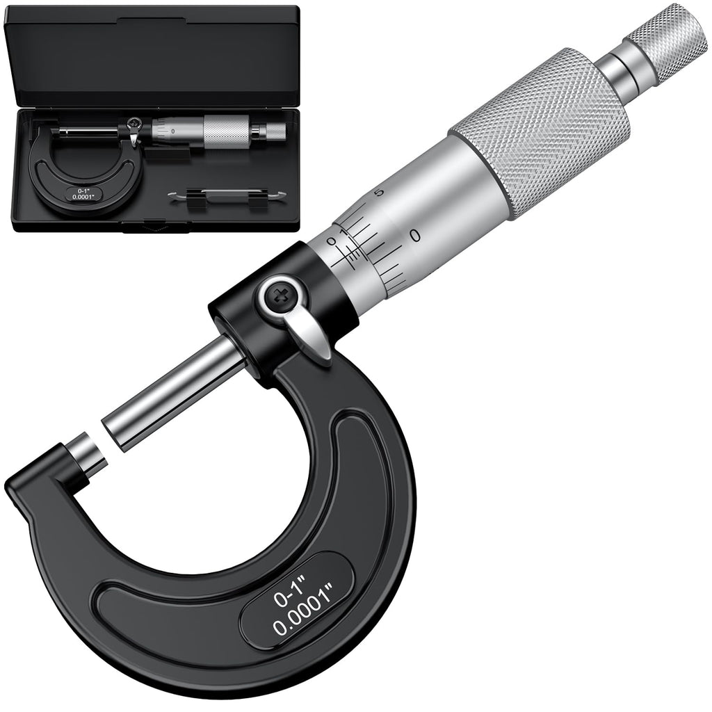 HDLNKAK Outside Micrometer 0-1"/0.0001", with Zero Wrench and Case (Black)