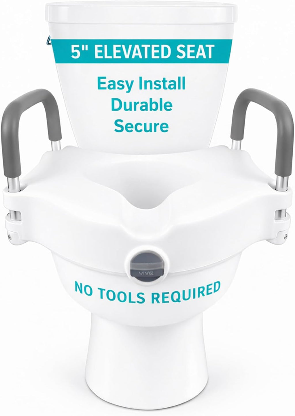 Raised Toilet Seat - 5" Portable, Elevated Toilet Seat Riser & Extender - Elongated and Standard Fit Commode Lifter