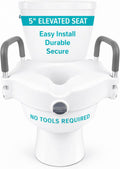 Raised Toilet Seat - 5" Portable, Elevated Toilet Seat Riser & Extender - Elongated and Standard Fit Commode Lifter