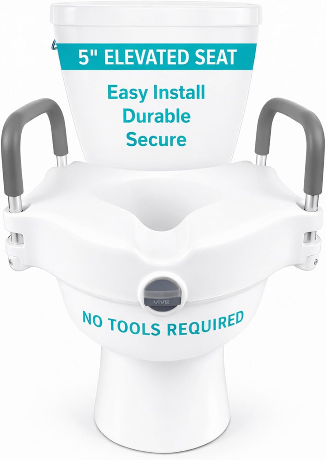 Raised Toilet Seat - 5" Portable, Elevated Toilet Seat Riser & Extender - Elongated and Standard Fit Commode Lifter