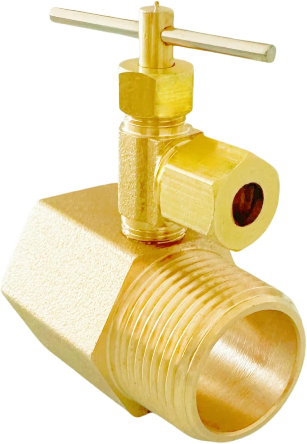Brass Ice Maker Valve Adapter, 3/4" MIP x FIP with 1/4" Needle