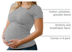 4 Pack Women's Short Sleeve Maternity Tops, 4-Color, Small