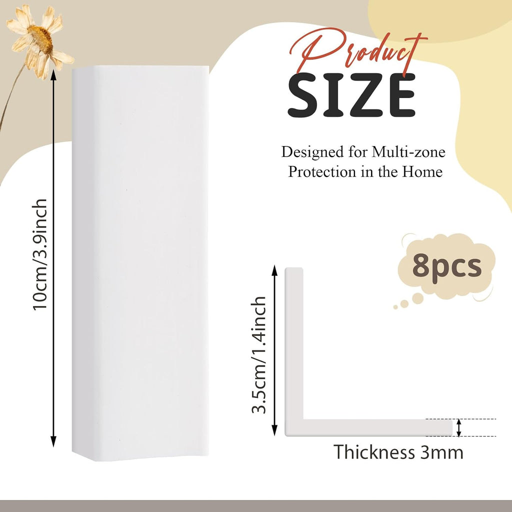 Baseboard Corner Protectors Self Adhesive, White, 8 Pcs