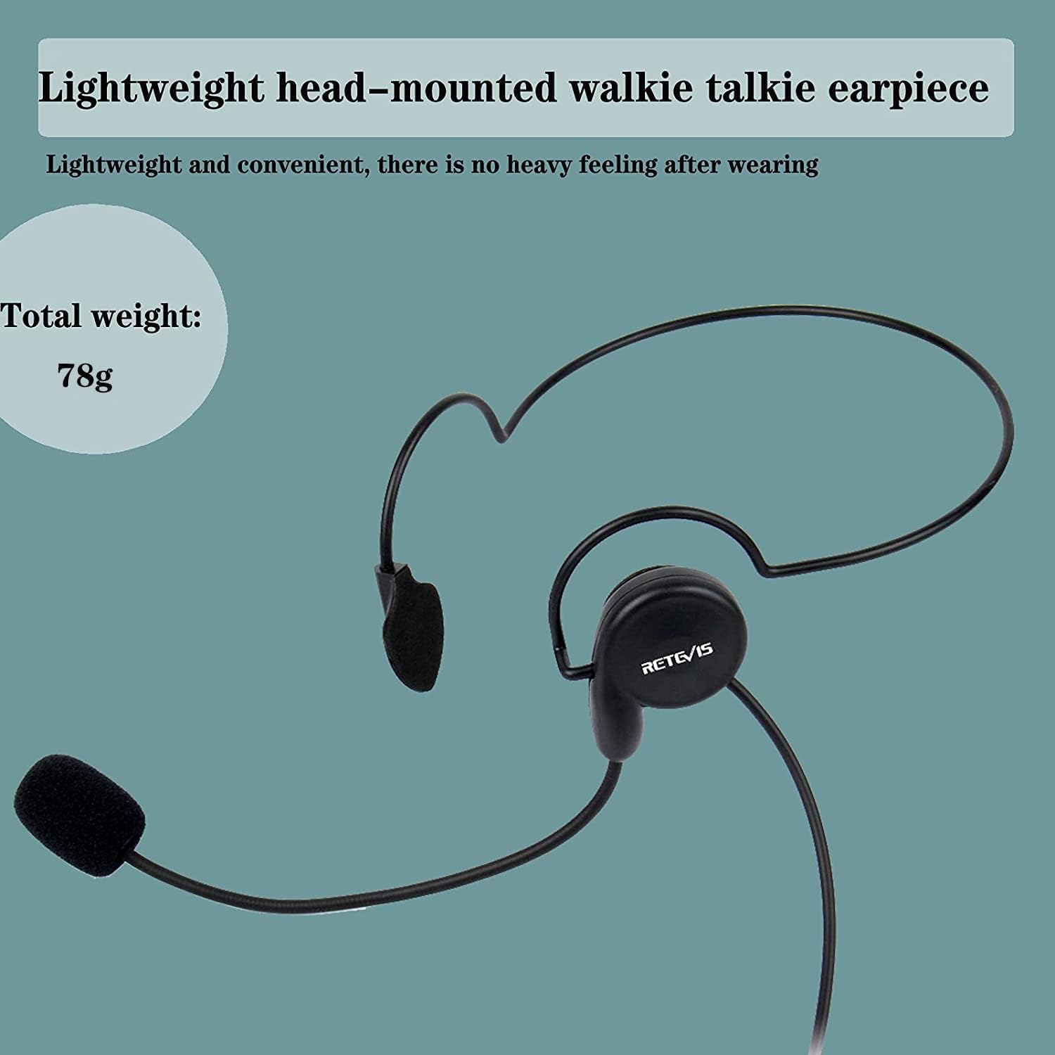 Behind Head Walkie Talkie Headset, for RT22/RT68/RT21/H777/RT68H | with Boom Mic, Compatible with Pxton, Baofeng