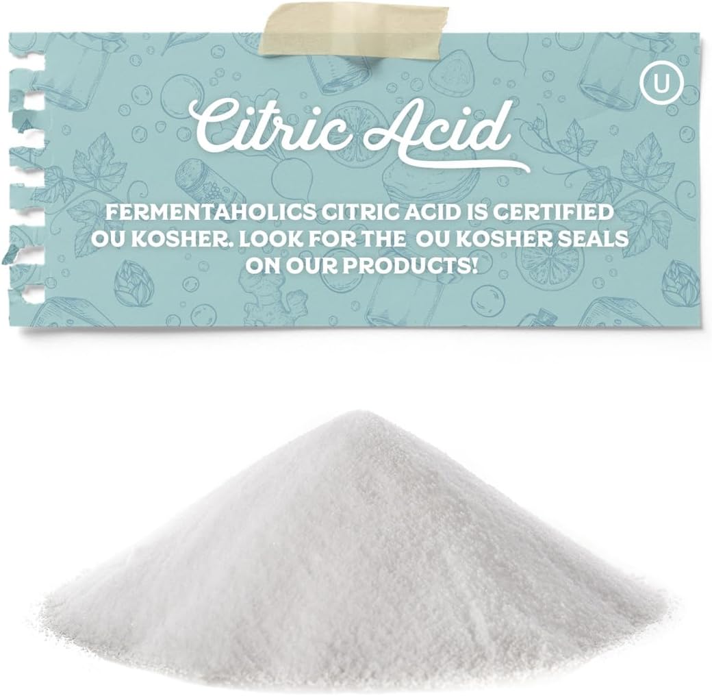 Food Grade Citric Acid Powder – 1 lb – OU Kosher – Natural Preservative & Flavor Enhancer – Great for Cheesemaking