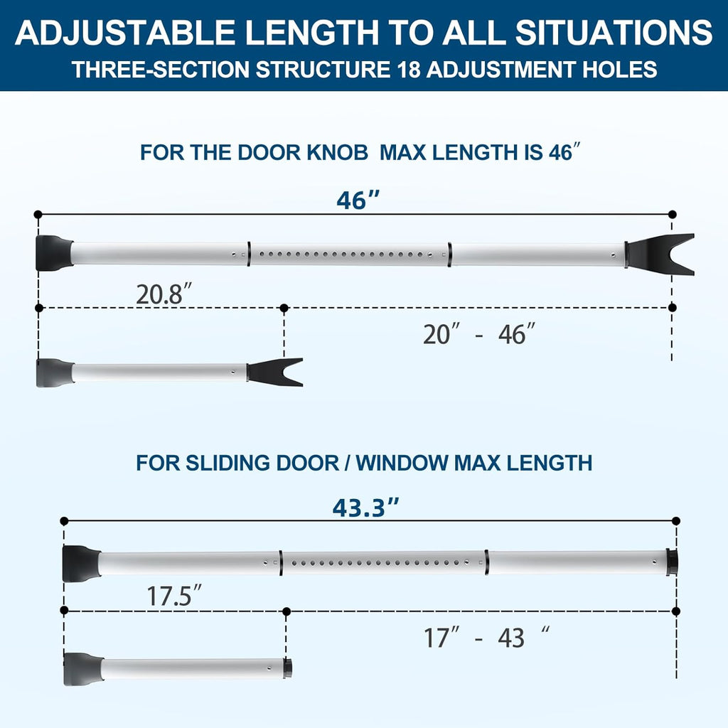 Door Security Bar, Door Stoppers Security bar,Heavy Duty Door Lock Security Door Jammer Door Stopper for Apartment