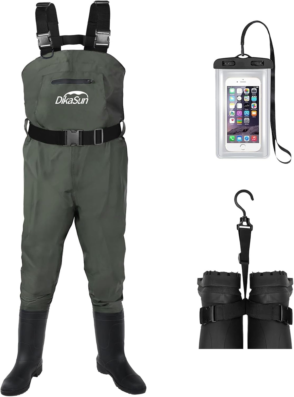 Waterproof Fishing Waders for Men Women| 2-Ply Nylon/PVC Chest Wader with Boots for Fishing(M6/W8)