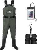 Waterproof Fishing Waders for Men Women| 2-Ply Nylon/PVC Chest Wader with Boots for Fishing(M6/W8)
