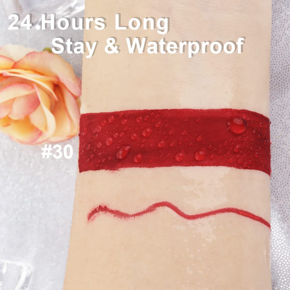 2Pcs Dark Oxblood Red Matte Lip Liner and Lipstick Combo Lip Gloss Stains Pencil Makeup Set Women Long Lasting 24