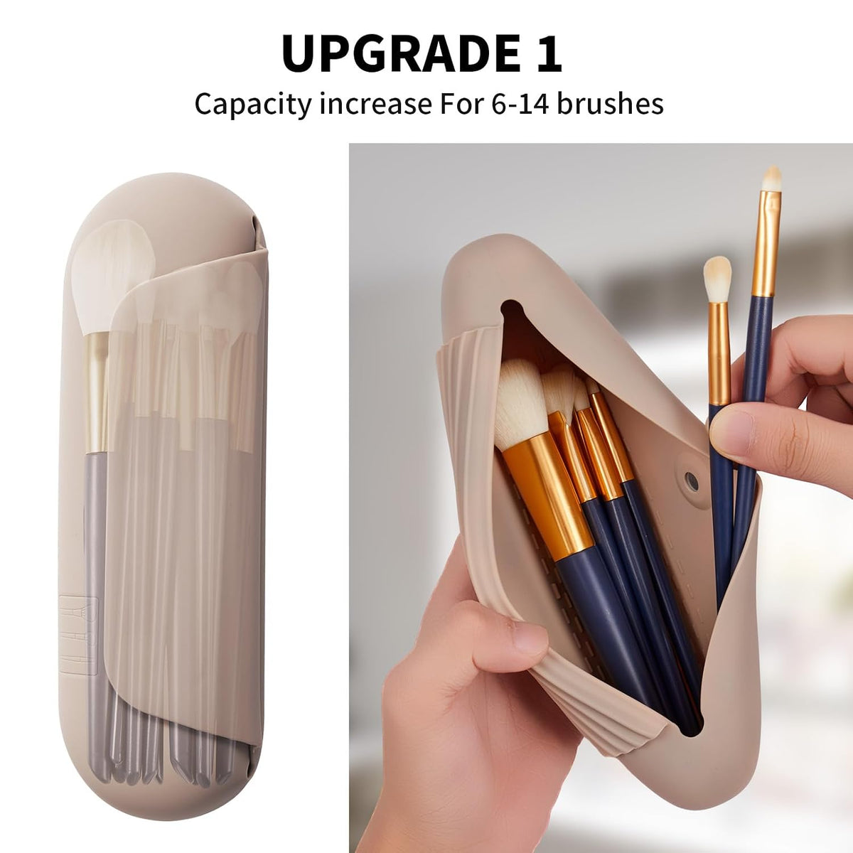 Soft Silicone Makeup Brush Holder Large Travel Portable Cosmetic Bag
