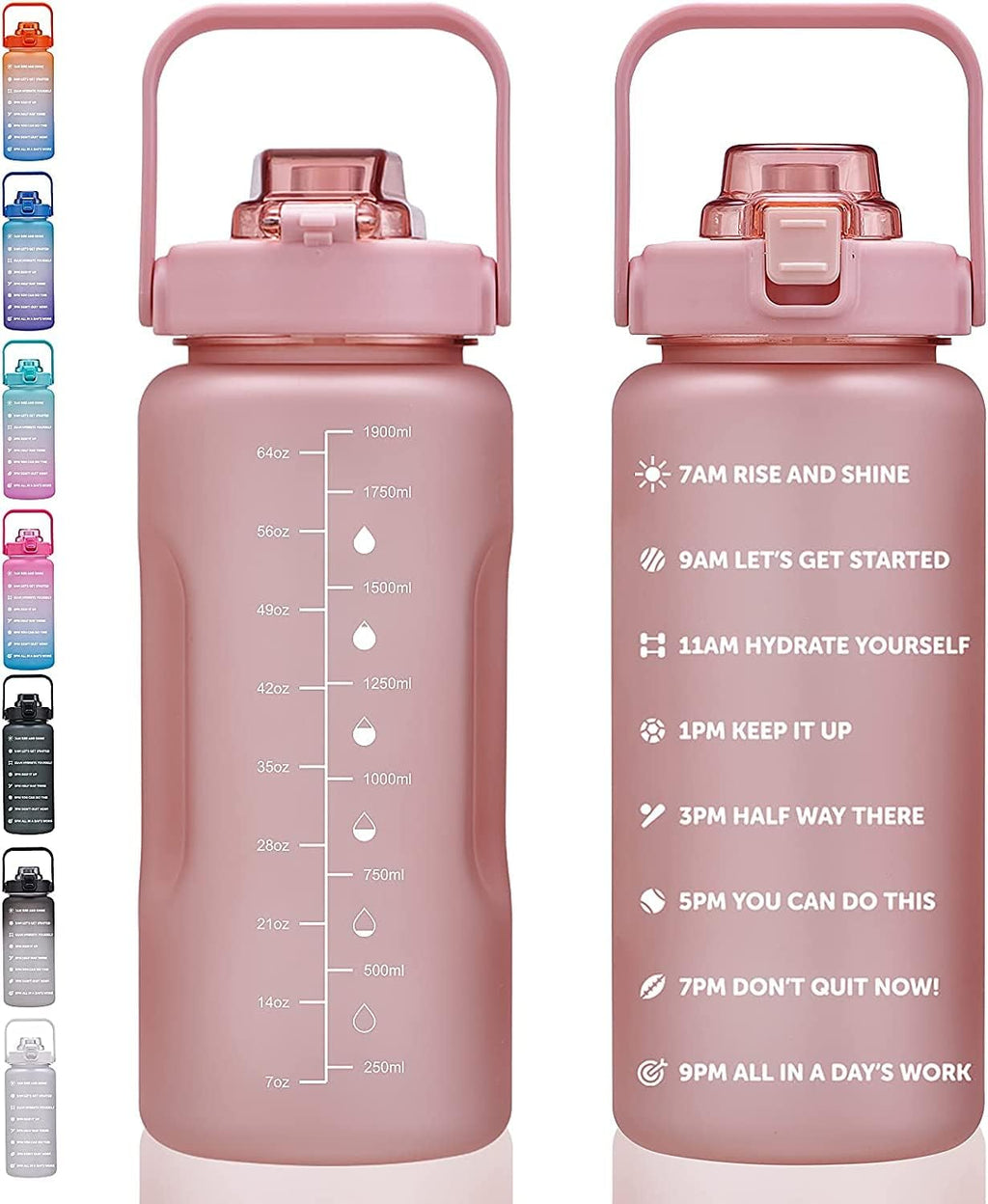 64oz,100oz,128oz Large Motivational Water Bottle with Time Marker, Leakproof & BPA Free Half Gallon Big Water Bottle